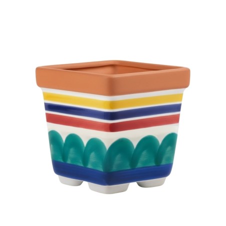 Square plant pot Alicudi De Simone Sicilian handmade pottery Square plant pot Alicudi De Simone Sicilian handmade pottery